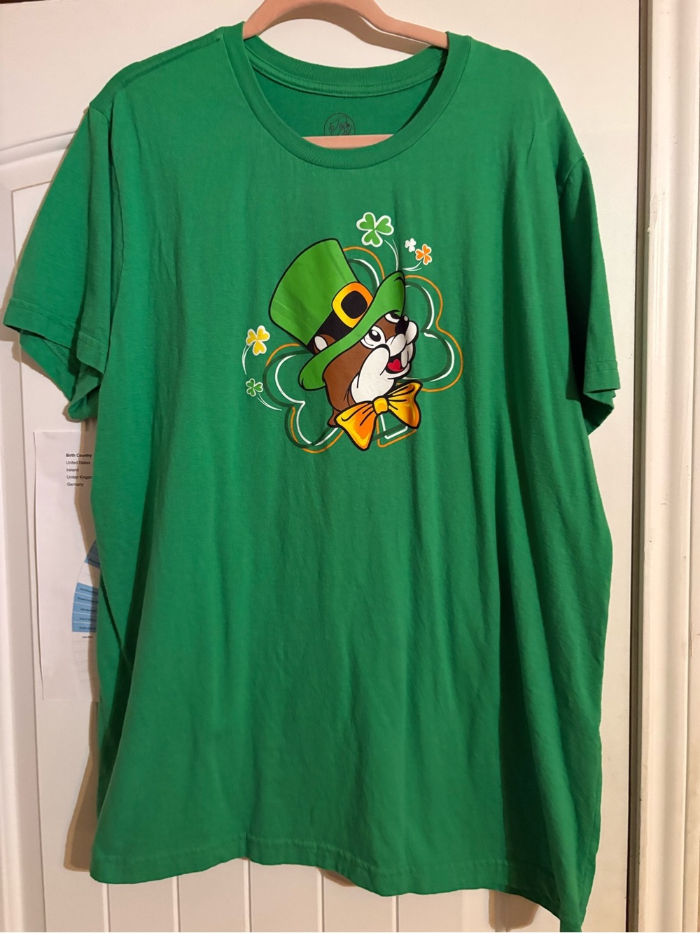 Men's Green Short-Sleeve Graphic Tee with Leprechaun Motif